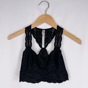 Free People Racerback Lace Bralette Small Black